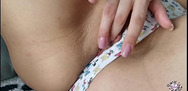  Beautiful babe masturbates wet pussy and has close up orgasm